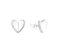 s.Oliver Ohrstecker Damen Herz 2035757 – Silber 925 rhodiniert, 9 mm, Weiß Zirkonia