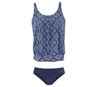 Oversize-Tankini S.OLIVER, Damen, Gr. 54, N-Gr, blau (marine, bedruckt), Polyamid, gemustert, Bikini-Sets, figurschmeichelnd, mit Miederverstärkung, wattierte Cups Cup (225168-54) marine, bedru