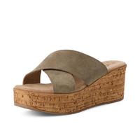 s.Oliver Damen Pantoletten aus Leder mit Keilabsatz, Grün (Pistachio), 40 EU