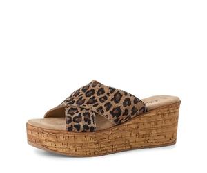 s.Oliver Damen Pantoletten aus Leder mit Keilabsatz, Mehrfarbig (Leopard), 39 EU