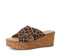 s.Oliver Damen Pantoletten aus Leder mit Keilabsatz, Mehrfarbig (Leopard), 42 EU