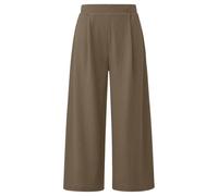 Culotte S.OLIVER, Damen, Gr. 46, N-Gr, teak braun, Web, Obermaterial: 99% Polyester, 1% Elasthan, unifarben, bequem lang, Hosen Culotte (11991329-46) teak braun