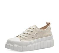s.Oliver Damen Plateau Sneaker aus Stoff Bequem, Beige (Beige), 42