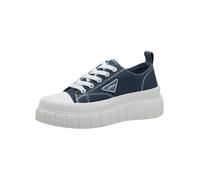 s.Oliver Damen Plateau Sneaker aus Stoff Bequem, Blau (Denim), 37 EU