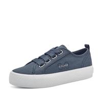 s.Oliver Damen Plateau Sneaker mit Breiten Schnürsenkeln Low Top, Blau (Navy), 38 EU