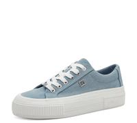 s.Oliver Damen Plateau Sneaker mit Schnürsenkeln Bequem, Blau (Denim), 41 EU
