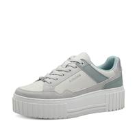 s.Oliver Damen Plateau Sneaker mit Schnürsenkeln Bequem, Mehrfarbig (White/Sage), 39 EU