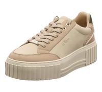 s.Oliver Damen Plateau Sneaker mit Schnürsenkeln Vegan, Beige (Beige Comb), 40 EU