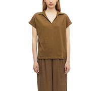 Poloshirt S.OLIVER, Damen, Gr. 44, teak braun, Jersey, Obermaterial: 100% Baumwolle, unifarben, normal hüftbedeckend, V-Ausschnitt, abgesteppte Kante, Shirts, Sommershirt mit Polokragen (11127030-44) 