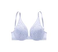 Push-up-BH S.OLIVER "Milene", Damen, Gr. 85, Cup C, eisblau, Spitze, Obermaterial: 60% Polyamid, 35% Polyester, 5% Elasthan, BHs Push-up-BH, im edlen High-Apex Look mit graphischer Jacquardspitze, sex