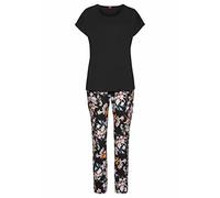 Pyjama S.OLIVER 32/34 schwarz Damen Homewear-Sets mit Blumenmuster Homewear-Sets 32/34 schwarz