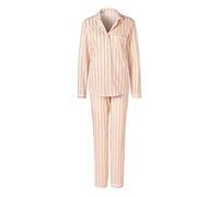 Pyjama S.OLIVER, Damen, Gr. 32/34, rosa (hellrosa, allover), Single Jersey, Obermaterial: 50% Baumwolle, 50% Viskose, bedruckt, gestreift, klassisch lang, V-Ausschnitt, mit Paspel Manschette, Homewear