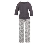 S.OLIVER Damen Pyjama anthrazit, weiß-geblümt Gr.40/42