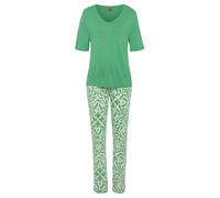 S.OLIVER Damen Pyjama grün-ecru gemustert Gr.36/38