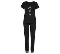 Pyjama S.OLIVER Gr. 40/42, schwarz Damen Homewear-Sets Pyjamas mit gestreiften Rippbündchen (43818751-40)