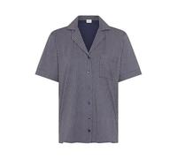 Pyjamaoberteil S.OLIVER, Damen, Gr. 44/46, dunkelblau, Single Jersey, Obermaterial: 50% Baumwolle, 50% Viskose, gestreift, loose fit hüftlang, V-Ausschnitt, eingesetzt Manschette, Shirts, mit aufgeset