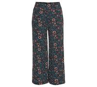 Pyjamahose S.OLIVER, Damen, Gr. 44/46, N-Gr, blau (petrol, geblümt), Jersey, Obermaterial: 50% Baumwolle, 50% Viskose, geblümt, gemustert, mehrfarbig, bequem 3/4-Länge, Hosen Pyjamahose, Elastischer B