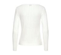 Pyjamaoberteil S.OLIVER, Damen, Gr. 44/46, beige (ecru), Feinstrick, Obermaterial: 100% Baumwolle, unifarben, figurumspielend hüftlang, Rundhals, eingesetzt Spitze, Shirts, aus Ajour-Strick (95960337-