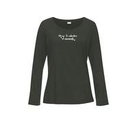 s.Oliver Pyjamaoberteil Langarm Single Jersey 50% Baumwolle/50% Viskose Damen Dunkelgrün Gr. 32/34