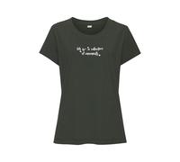 Pyjamaoberteil S.OLIVER, Damen, Gr. 32/34, grün (dunkelgrün), Single Jersey, Obermaterial: 50% Baumwolle, 50% Viskose, Basic, bequem kurz, Rundhals, Kurzarm abgesteppt, Shirts, mit niedlichem Frontdru