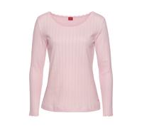 Pyjamaoberteil S.OLIVER, Damen, Gr. 44/46, rosa (blassrosa), Feinstrick, Obermaterial: 100% Baumwolle, unifarben, figurumspielend hüftlang, Rundhals, eingesetzt Spitze, Shirts, aus Ajour-Strick (54624