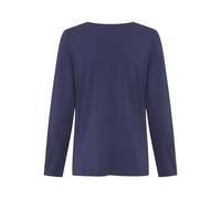 Pyjamaoberteil S.OLIVER, Damen, Gr. 36/38, dunkelblau, Single Jersey, Obermaterial: 50% Baumwolle, 50% Viskose, unifarben, bequem hüftlang, Rundhals, eingesetzt abgesteppt, Shirts, mit Frontdruck (246