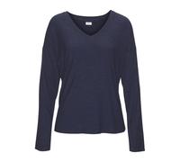 Pyjama-Oberteil mit V-Ausschnitt und Ripp-Struktur 36/38 blau 6010782.5732.36_38