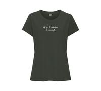 Pyjamaoberteil S.OLIVER, Damen, Gr. 32/34, grün (dunkelgrün), Single Jersey, Obermaterial: 50% Baumwolle, 50% Viskose, Basic, bequem kurz, Rundhals, Kurzarm abgesteppt, Shirts, mit niedlichem Frontdru