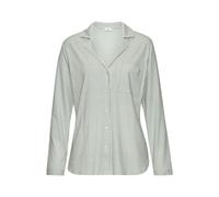 Pyjamaoberteil S.OLIVER, Damen, Gr. 32/34, grün (dunkelgrün gesteift), Single Jersey, Obermaterial: 50% Baumwolle, 50% Viskose, klassisch, bequem hüftlang, V-Ausschnitt, Langarm eingesetzt Manschette,