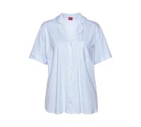 Pyjamaoberteil S.OLIVER, Damen, Gr. 32/34, blau (himmelblau, gestreift), Single Jersey, Obermaterial: 50% Baumwolle, 50% Viskose, gestreift, loose fit hüftlang, V-Ausschnitt, eingesetzt Manschette, Sh