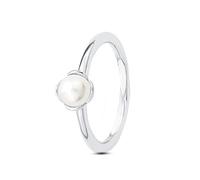 S.Oliver Damen Ring 925 Sterling Silber rhodiniert Perle Süßwasser-Zuchtperle Crème weiß