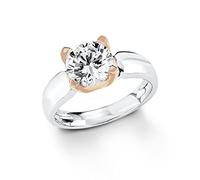 s.Oliver Damen-Ring Bicolor 925 Sterling Silber teil-rosévergoldet Zirkonia weiß