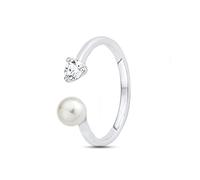 s.Oliver Damen-Ring Perle Süßwasserzuchtperle 925 Silber rhodiniert Zirkonia weiß 201253