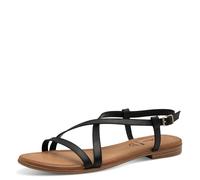 s.Oliver Damen Sandalen flach aus Leder Sommer, Schwarz (Black), 42 EU