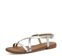 s.Oliver Damen Sandalen flach aus Leder Sommer, Silber (Silver), 40 EU