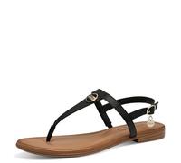s.Oliver Damen Sandalen flach aus Leder Zehentrenner, Schwarz (Black), 37 EU