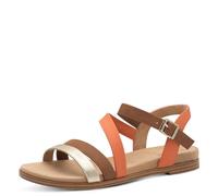 s.Oliver Damen Sandalen flach Bequem Sommer, Mehrfarbig (Orange Comb), 41 EU