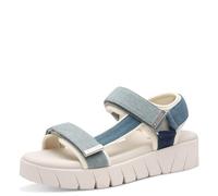 s.Oliver Damen Sandalen flach mit Klettverschluss Plateau, Blau (Denim Comb.), 39 EU