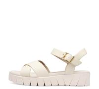 s.Oliver Damen Sandalen flach mit Plateau Bequem, Beige (Cream), 37 EU
