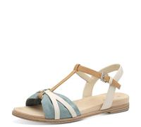 s.Oliver Damen Sandalen flach mit verstellbarem Riemchen Sommer, Beige (Beige Comb), 41 EU