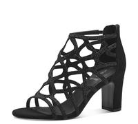 s.Oliver Damen Sandalen mit Absatz mit Reißverschluss Glitzer, Schwarz (Black), 40