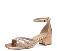 s.Oliver Damen Sandalen mit Absatz mit verstellbarem Riemchen Kleiner Absatz, Gold (Gold), 40 EU