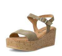 s.Oliver Damen Sandalen mit Absatz mit verstellbarem Riemen aus Leder, Grün (Pistachio), 41 EU