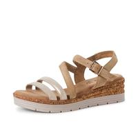 s.Oliver Damen Sandalen mit Keilabsatz aus Leder Bequem, Beige (Beige Comb), 42 EU