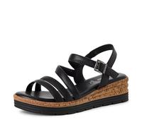 s.Oliver Damen Sandalen mit Keilabsatz aus Leder Bequem, Schwarz (Black), 39 EU