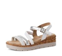 s.Oliver Damen Sandalen mit Keilabsatz aus Leder Bequem, Weiß (White/Silver), 40 EU