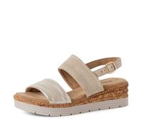 s.Oliver Damen Sandalen mit Keilabsatz aus Leder Sommer, Beige (Beige Comb), 39 EU