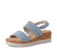 s.Oliver Damen Sandalen mit Keilabsatz aus Leder Sommer, Blau (Soft Blue), 39 EU