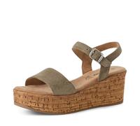 s.Oliver Damen Sandalen mit Keilabsatz aus Leder Sommer, Grün (Pistachio), 37 EU
