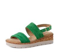 s.Oliver Damen Sandalen mit Keilabsatz aus Leder Sommer, Metallisch (Green), 39 EU